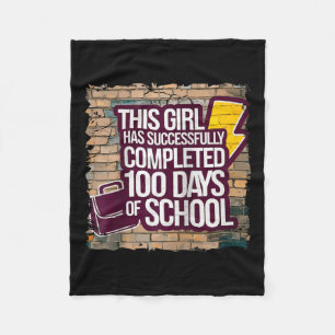 100th Day Funny Outfit Girls & Student 100 Day Fleece Blanket