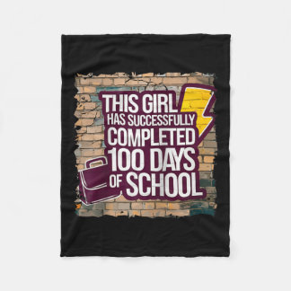 100th Day Funny Outfit Girls & Student 100 Day Fleece Blanket