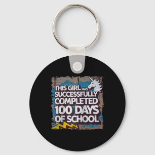 100th Day Funny Outfit Girls & Student 100 Day Keychain