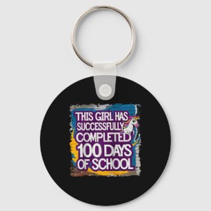 100th Day Funny Outfit Girls & Student 100 Day Keychain