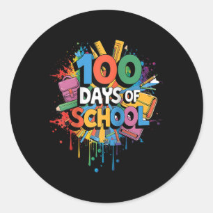 100th Day Funny Outfit Teacher & Student 100 D Classic Round Sticker
