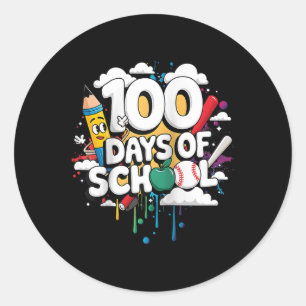 100th Day Funny Outfit Teacher & Student 100 D Classic Round Sticker