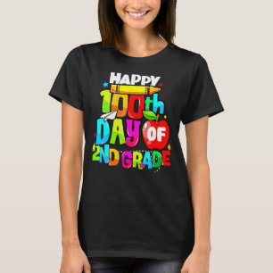 100th Day Of 2nd Grade Teacher Kids Happy 100 Days T-Shirt