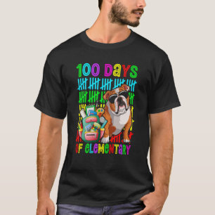 100th Day Of Elementary Boys Kids English Bulldog  T-Shirt