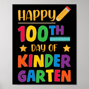 100th Day Of Kindergarten Cute School Student  Poster