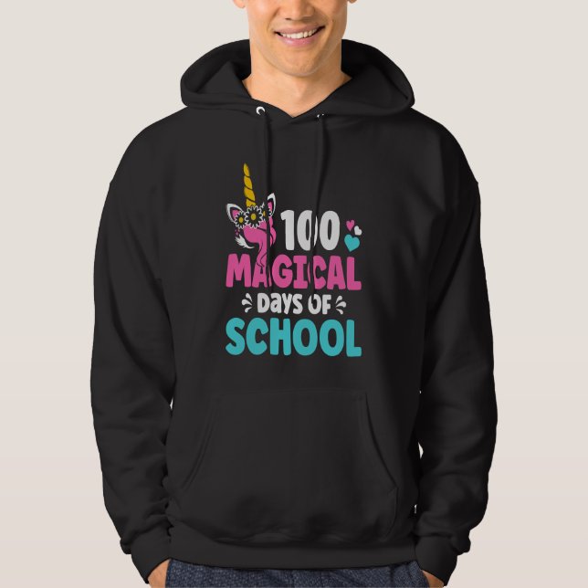 100th Day of Kindergarten For Girls 100 Magical Da Hoodie (Front)