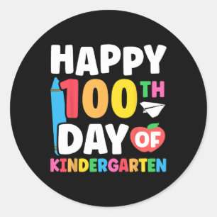 100th Day Of Kindergarten Kids 100 Days Of School  Classic Round Sticker