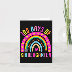 100th Day Of Kindergarten School Rainbow 100 Days Card