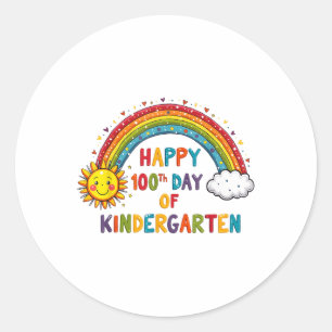 100th Day Of Kindergarten School Rainbow 100 Days Classic Round Sticker