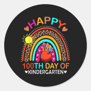100th Day Of Kindergarten School Rainbow 100 Days Classic Round Sticker