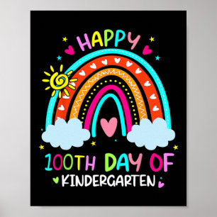 100th Day Of Kindergarten School Rainbow 100 Days Poster