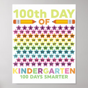100th Day of Kindergarten Smarter Kid Student Teac Poster