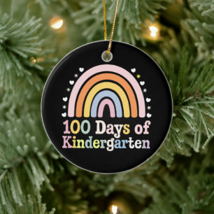 100th Day of Kindergarten Teacher Kids 100 Days Ceramic Ornament