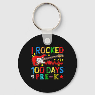 100th Day Of Pre-k 100 Days School B Guitar Lover Keychain