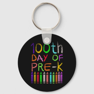 100th Day Of Pre K Student Gift Happy 100 Days Of Keychain