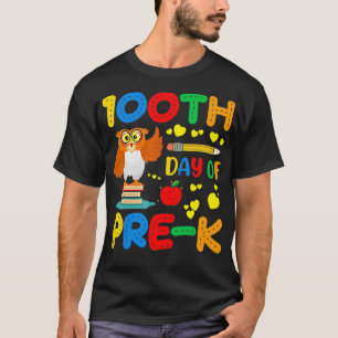 100th Day Of PreK Student Owl Lover Gift 100 Days  T-Shirt