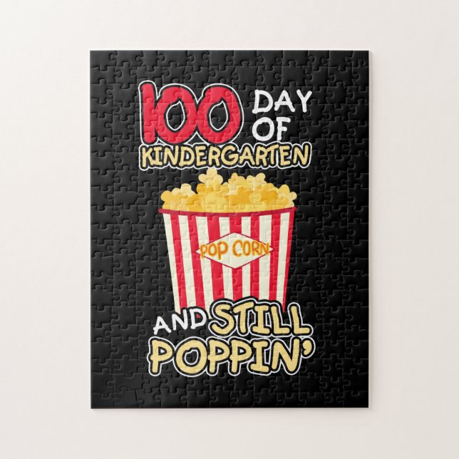 100th Day Of School 100 Days And Still Poppin Kids Jigsaw Puzzle (Vertical)