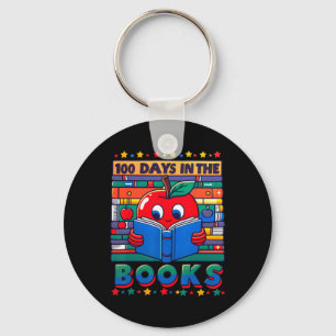 100th Day Of School 100 Days In The Book Reading B Keychain