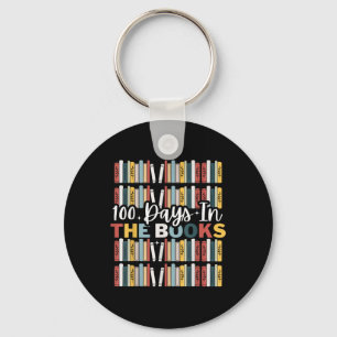 100th Day Of School.100 Days In The Books Reading  Keychain