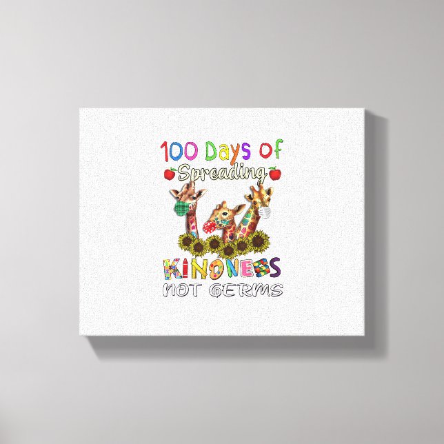 100th Day of School 100 Days Of Spreading Kindness Canvas Print (Front)
