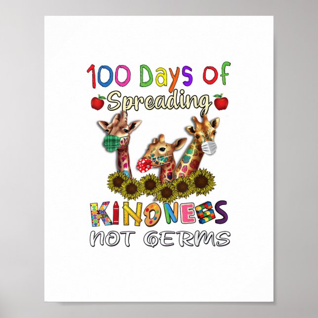 100th Day of School 100 Days Of Spreading Kindness Poster (Front)