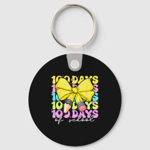 100th Day Of School 100 Days Pencil Coquette Bow W Keychain