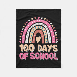 100th Day Of School 100 Days Rainbow Boys Girls Fleece Blanket