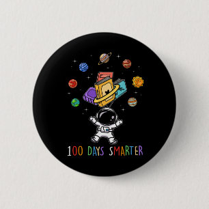 100th Day Of School 100 Days Smarter Books Space L 2 Inch Round Button