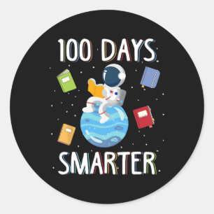 100th Day Of School 100 Days Smarter Books Space L Classic Round Sticker
