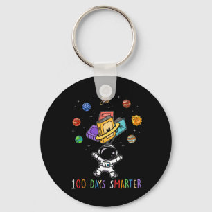 100th Day Of School 100 Days Smarter Books Space L Keychain