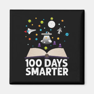 100th Day Of School 100 Days Smarter Books Space Magnet