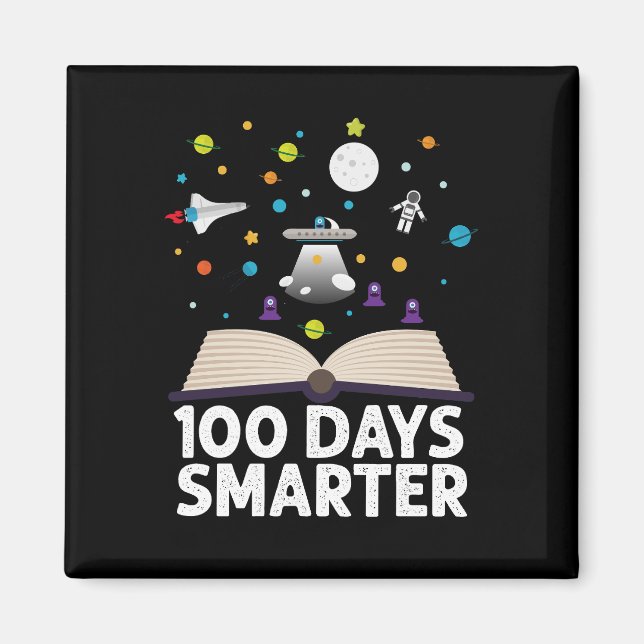 100th Day Of School 100 Days Smarter Books Space  Magnet (Front)