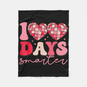 100th Day Of School 100 Days Smarter Heart Rainbow Fleece Blanket