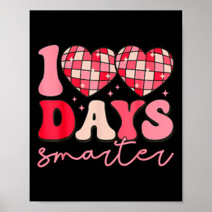 100th Day Of School 100 Days Smarter Heart Rainbow Poster