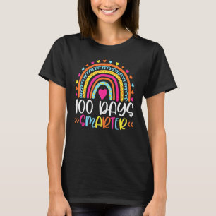 100th Day Of School 100 Days Smarter Leopard Rainb T-Shirt