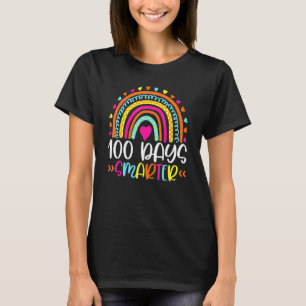 100th Day Of School 100 Days Smarter Leopard Rainb T-Shirt
