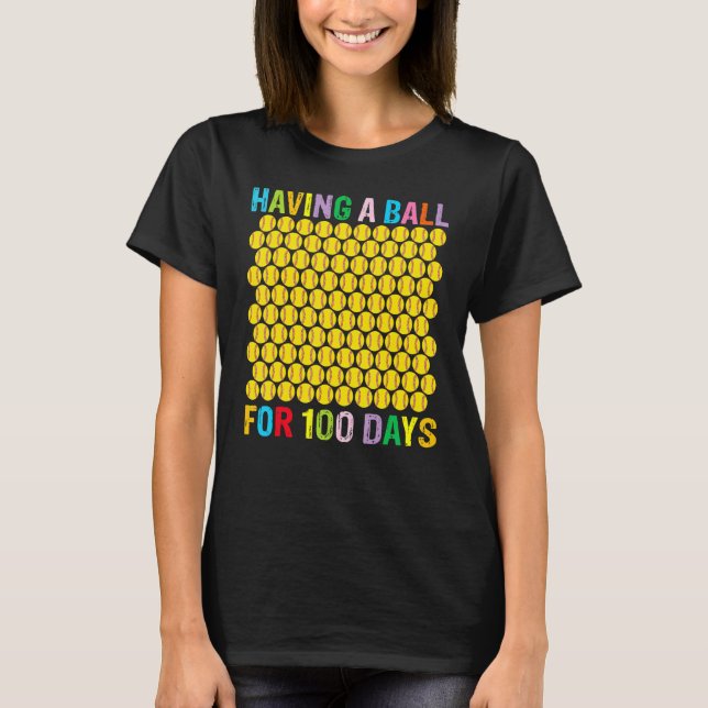 100th Day Of School 2023 Softball 100 Days Of Scho T-Shirt (Front)