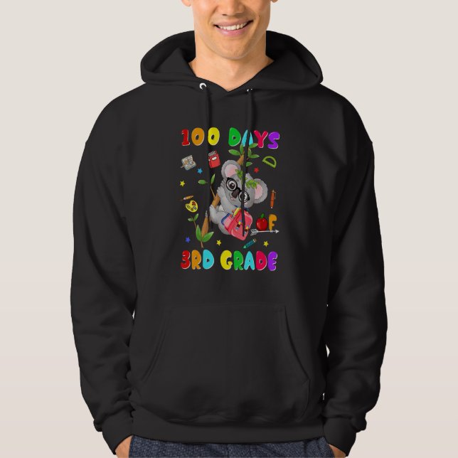 100th Day of School 3rd Grade Koala Happy 100 Days Hoodie (Front)