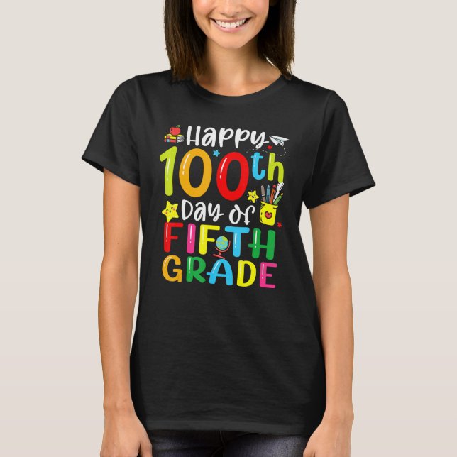 100th Day Of School 5th Fifth Grade Teacher Studen T-Shirt (Front)