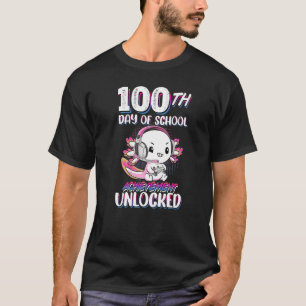 100th Day Of School Achievement Unlocked Axolotl G T-Shirt