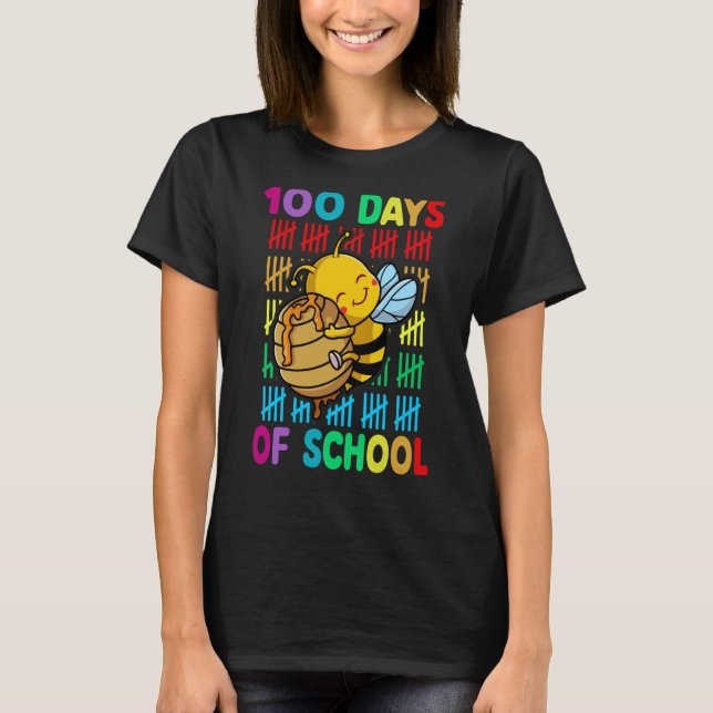100th Day Of School Animal Bees Happy 100th Day Ki T-Shirt (Front)
