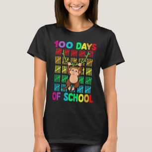 100th Day Of School Animal Monkey  Happy 100th Day T-Shirt