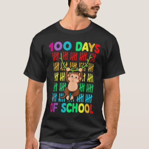 100th Day Of School Animal Monkey  Happy 100th Day T-Shirt