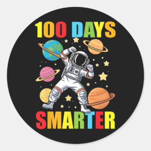 100th Day Of School Astronaut Dabbing Smarter Kind Classic Round Sticker