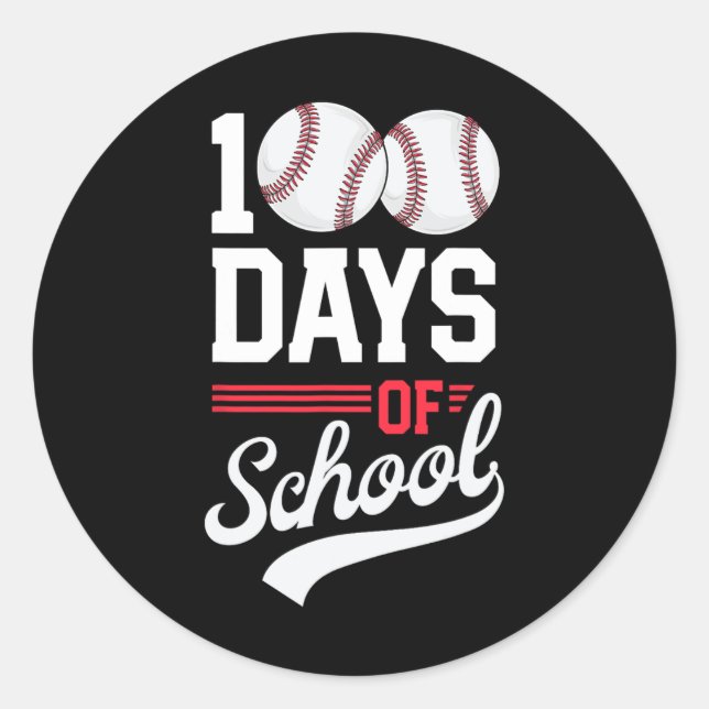 100th Day Of School Baseball 100 Days Kids  Classic Round Sticker (Front)