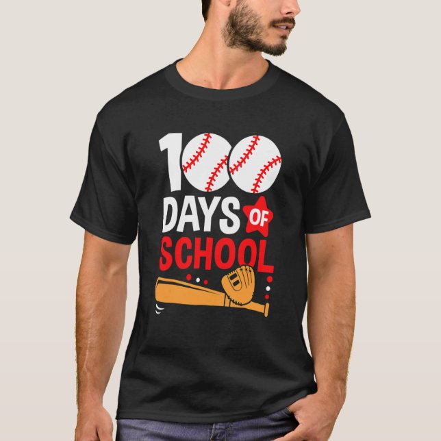 100th Day Of School Baseball 100 Days Smarter Teac T-Shirt (Front)