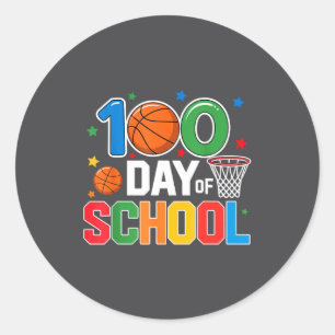 100th Day Of School Basketball - Kids 100 Days Of Classic Round Sticker