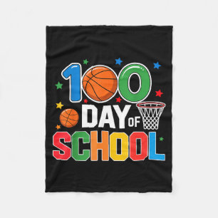 100th Day Of School Basketball - Kids 100 Days Of  Fleece Blanket