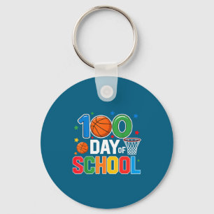 100th Day Of School Basketball - Kids 100 Days Of  Keychain