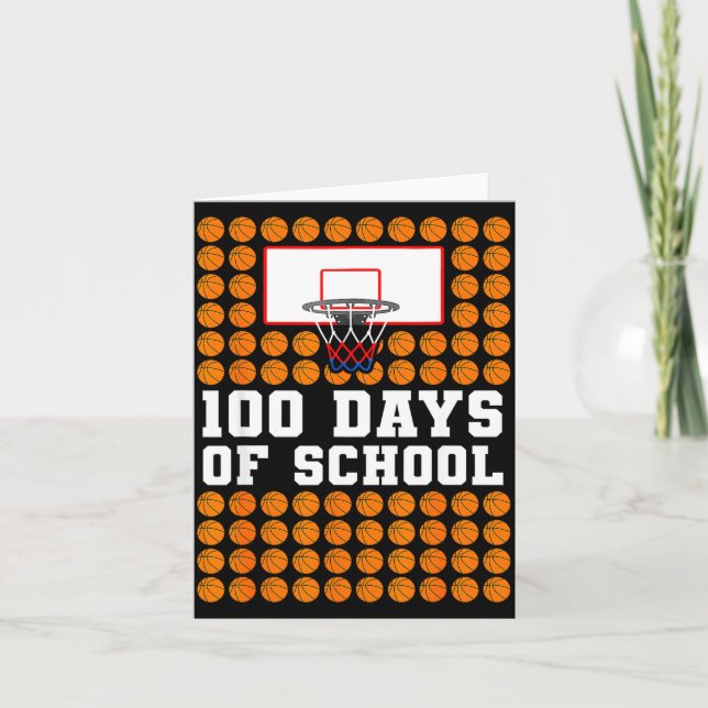 100th Day Of School Basketball Kids 100 Days Of Sc Card (Front)